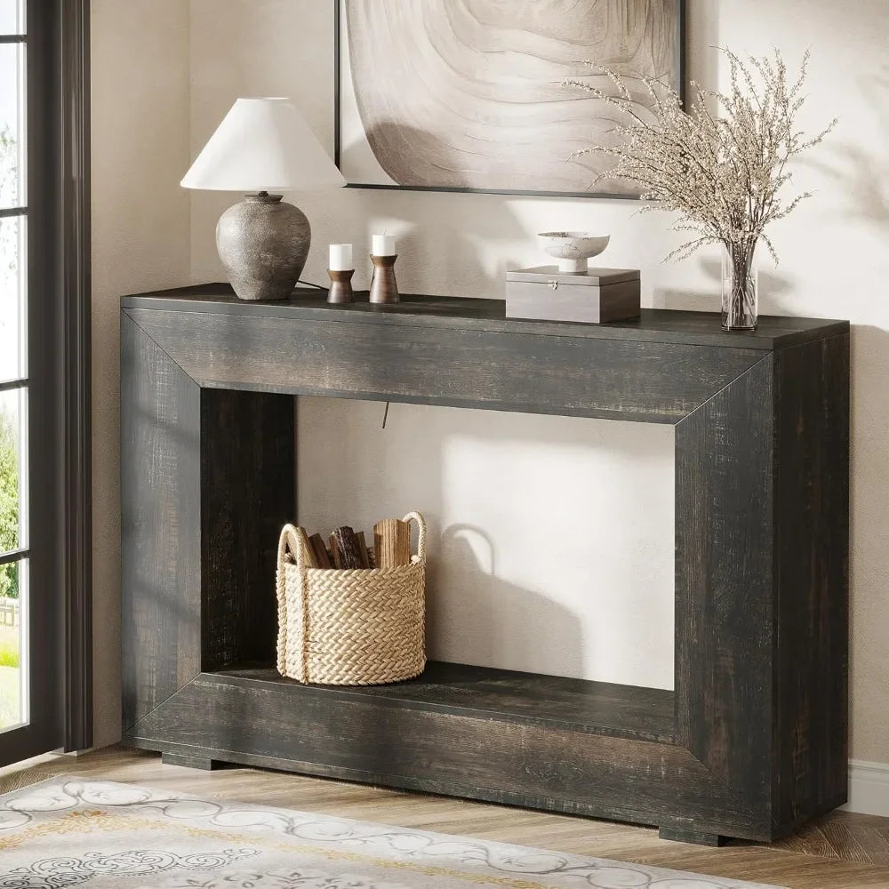 Budget-Friendly Rustic Farmhouse Entry Console Table - 47" Storage-Friendly Accent Furniture for Hallways and Living Spaces