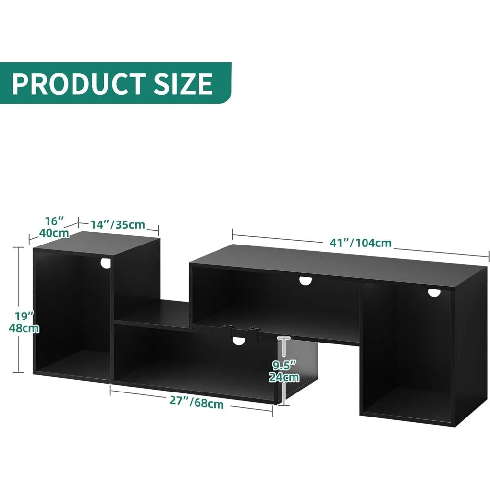 Transformable TV Stand w/String of LED Light, Modern Entertainment Center, Gaming TV