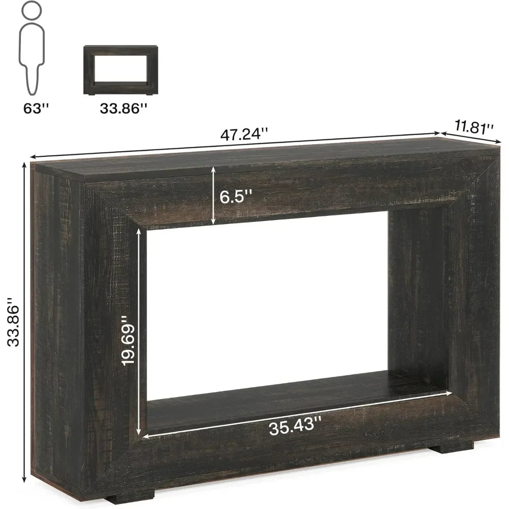Budget-Friendly Rustic Farmhouse Entry Console Table - 47" Storage-Friendly Accent Furniture for Hallways and Living Spaces