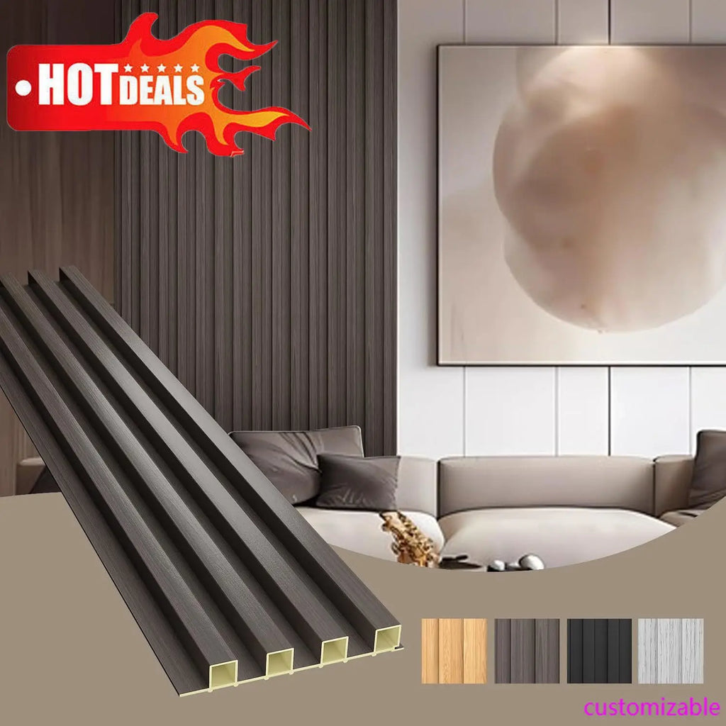 NEW WPC Acoustic Slat Wall Paneling, 8-Pack 96 x 6 Inches 3D Wall Panels ,Living Room,TV Background,Study Room