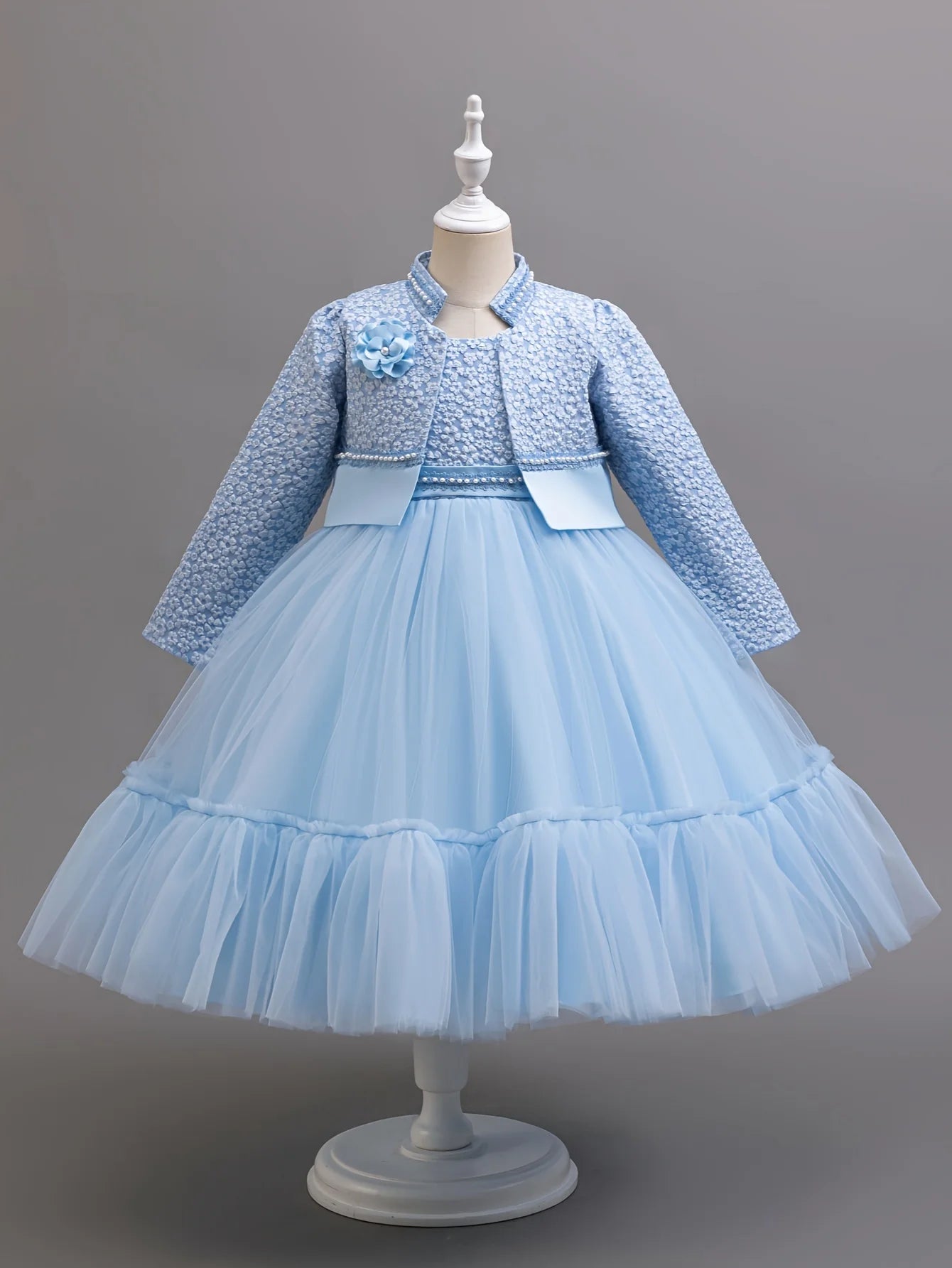 Girls Dress Set Spring Autumn Khaki Lotus Lace Fashion Children Clothes/ Cute Princess Dresses and Coat Outfits 2-8 Year