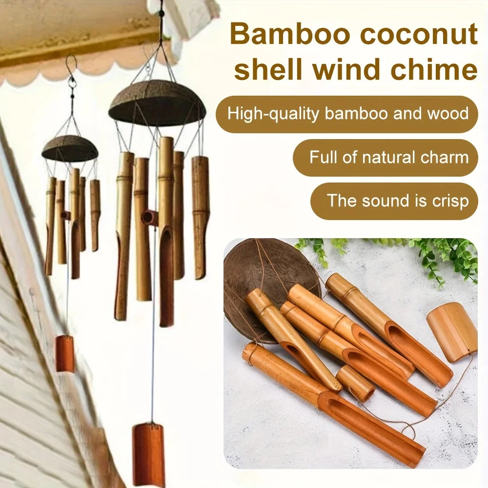 63.5cm Garden Bamboo Wind Chimes/ Living Room Decor/ Fall Decor, Christmas/ Halloween Festive Decorations/ Outdoor Wooden Wind Chime