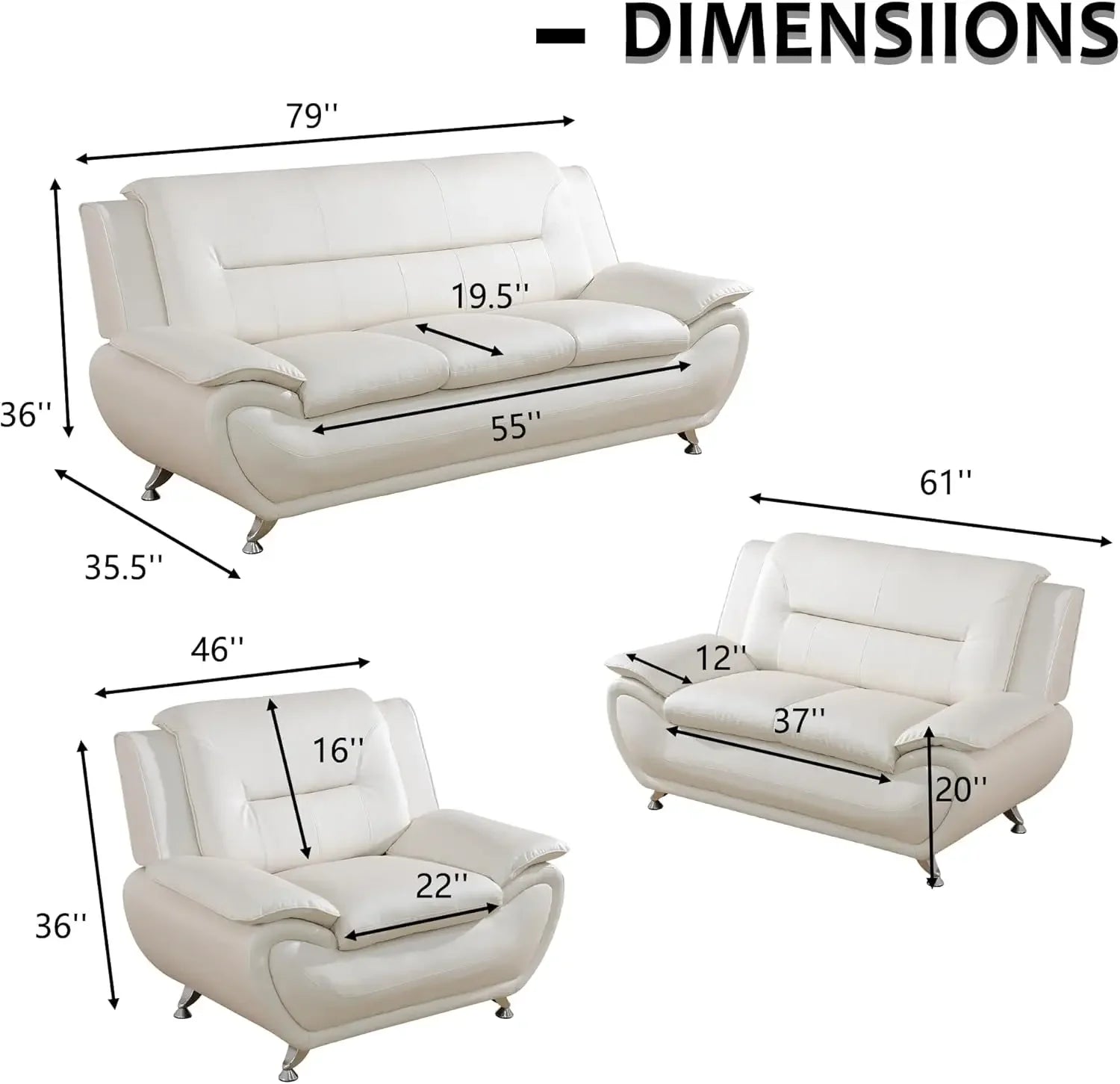 3 Piece Living Room Sofa/Loveseat/Chair