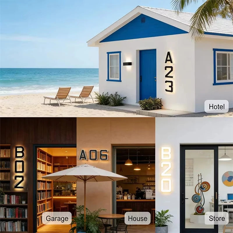 Solar House Number Lights House Sign Light Sensor Modern Led Address Sign Solar House Number Sign Led Address Number for Outdoor