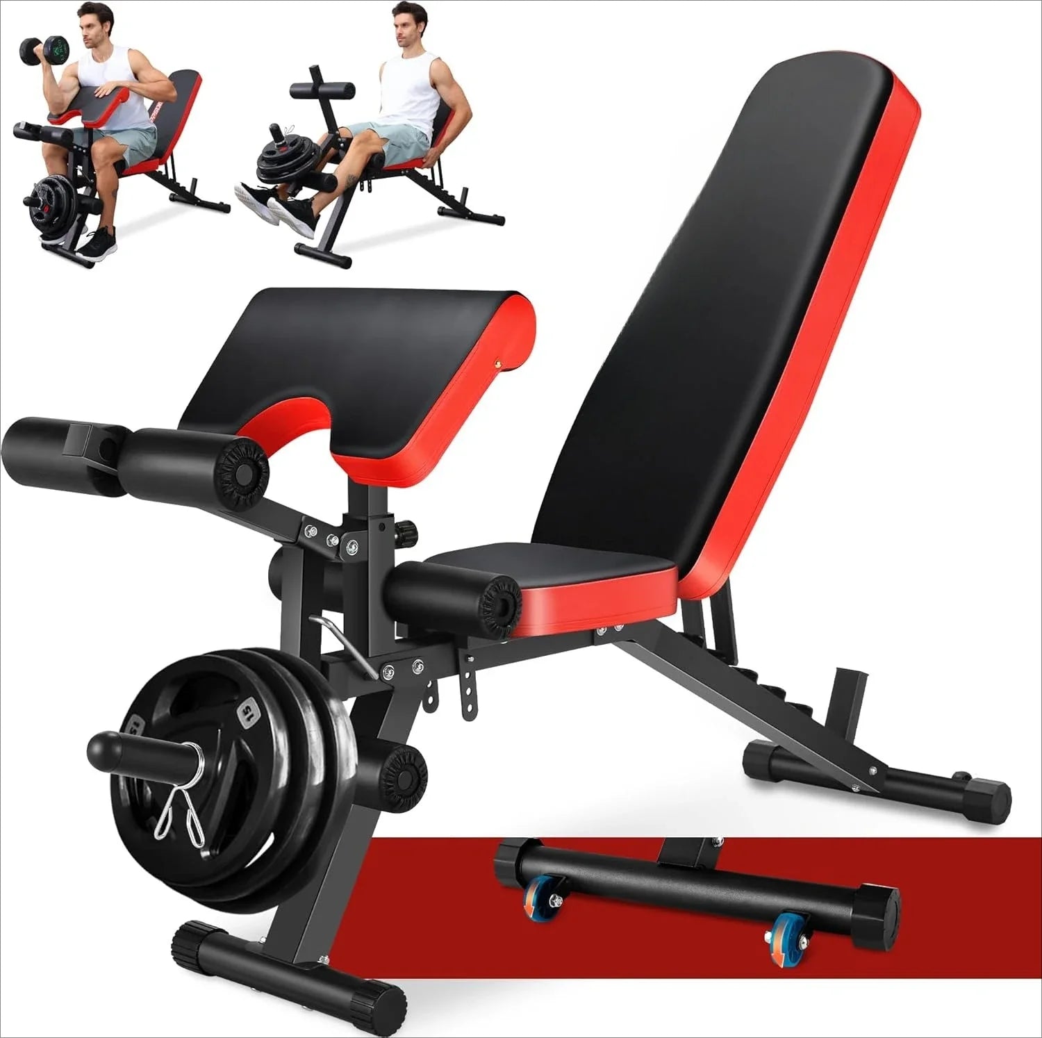 800LBS Adjustable Weight Bench, Workout Bench for Home Gym, Weight Bench with Leg Extension and Leg Curl, Preacher Curl Bench