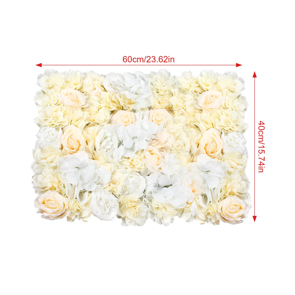 6Pcs Artificial Flower Wall Panel Set Flower Background Panel for Wall, 60x40cm Silk Hydrangea Rose Floral Panel  for Photo Background Home Party Wedding Backdrop Decoration