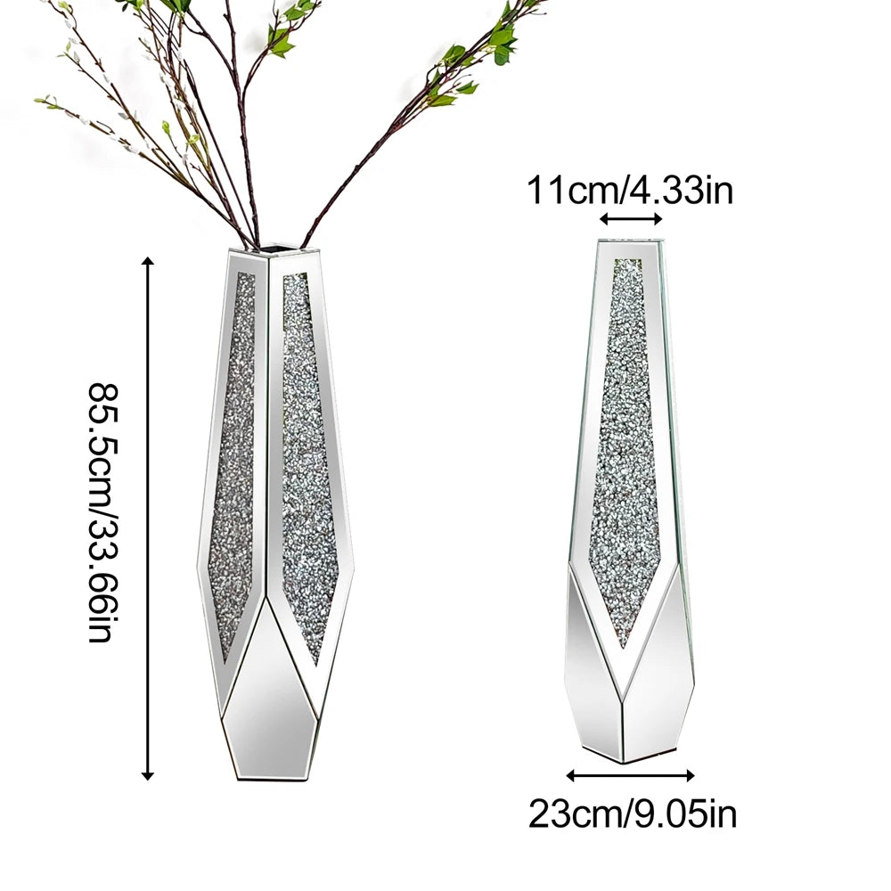 Crushed Diamond Mirrored Flower Vase /Standing/ Large Size