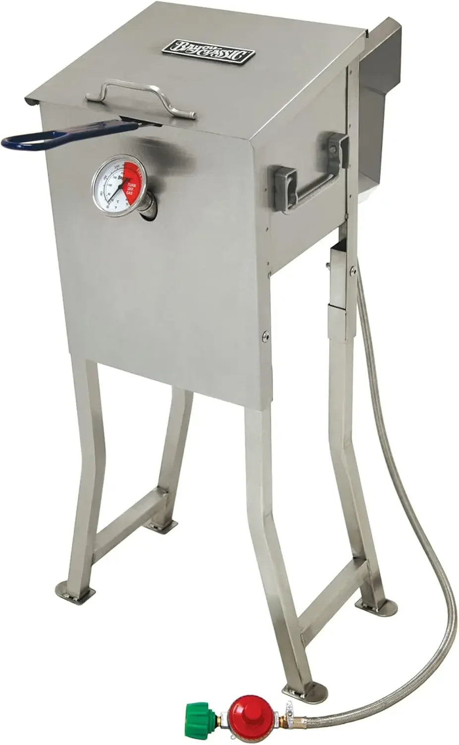 700-725 2.5-gal Stainless Bayou Fryer/Freestanding or Table Top: Includes Stainless Mesh Basket, Fry Thermometer, Drain Valve
