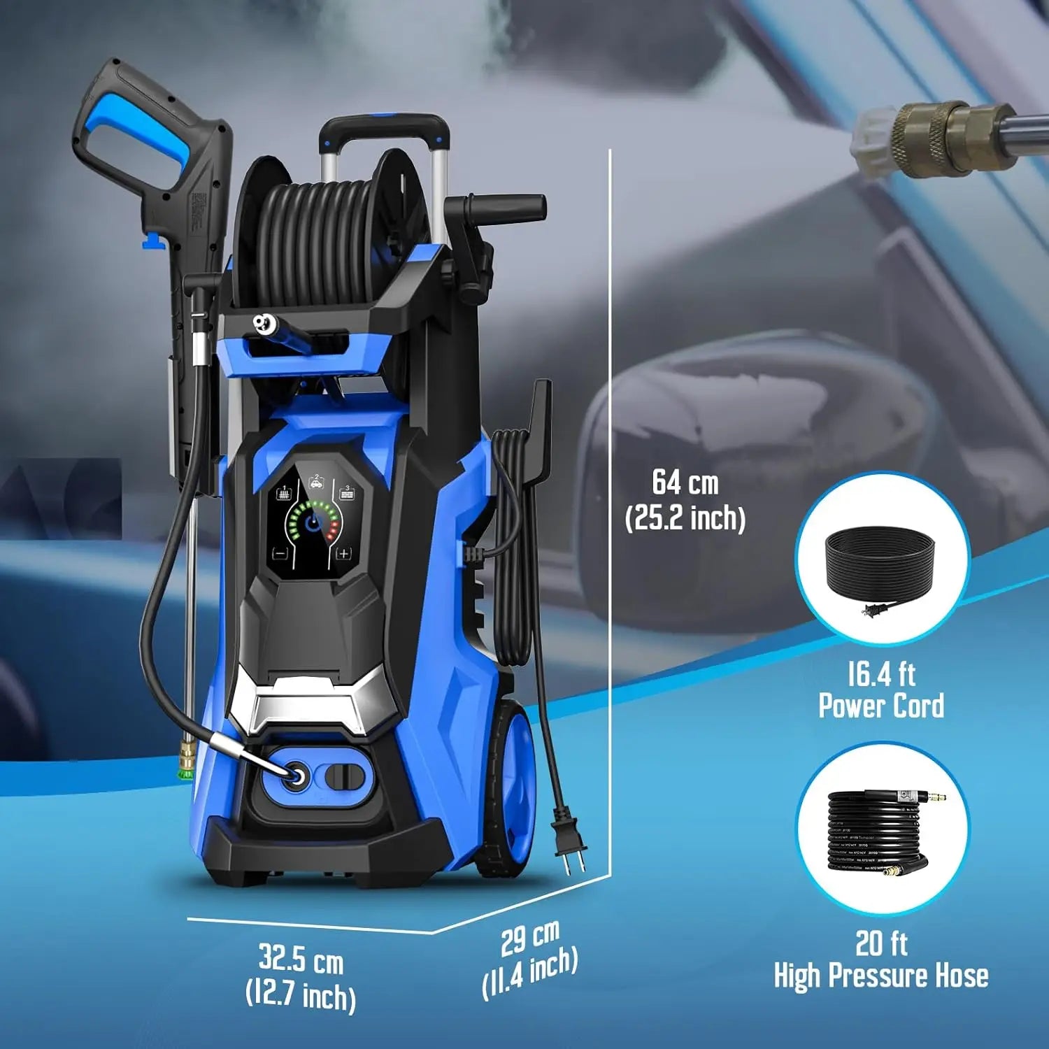 Pressure Washer Touch Screen Adjustable Pressure Power Washer with 4 Quick Connect Nozzles ,Inlet Hose & Filter