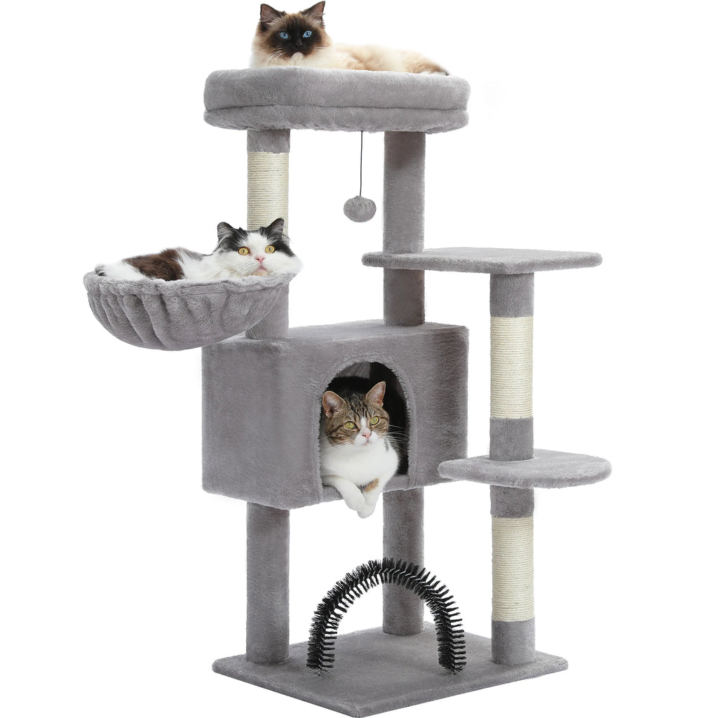 Cat Tree with Toy Cat Tower Condo for Indoor Cats/ Cat House with Padded Plush Perch Cozy Hammock and Sisal Scratching Posts