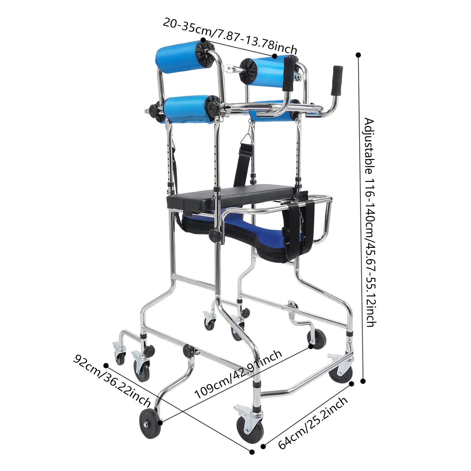 Rollator Walker 8-Wheel Adjustable Mobility Aid, 220lbs Capacity, Seat & Brakes for Elderly, Rehabilitation