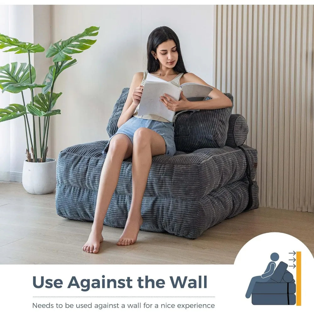 Best-Folding Sofa Bed, Convertible Sleeper Chair With Pillow Foldable Mattress With Back Support, Portable Fold Out Chair