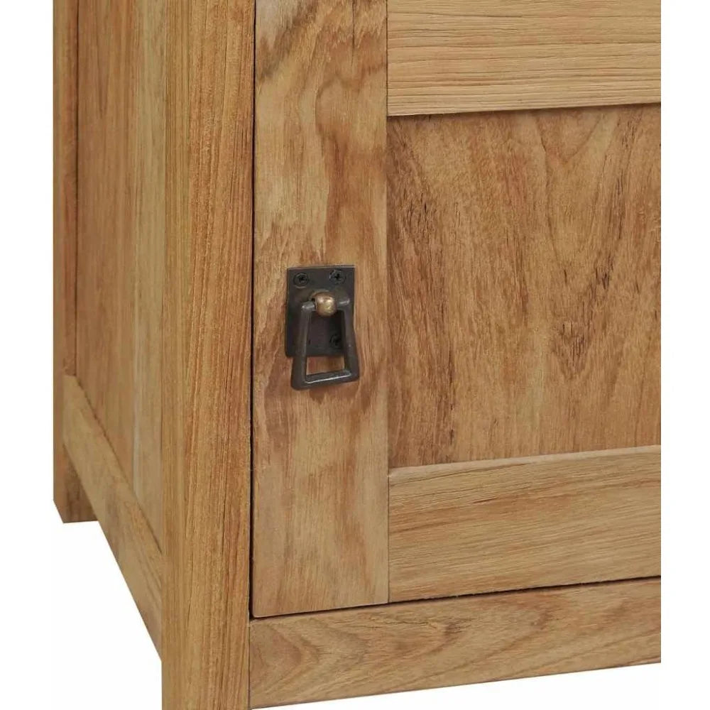 Teak Bedside Cabinet with Drawer and Cupboard, Rustic Hardwood Storage for Bedroom or Living Room, Durable Multi-Functional