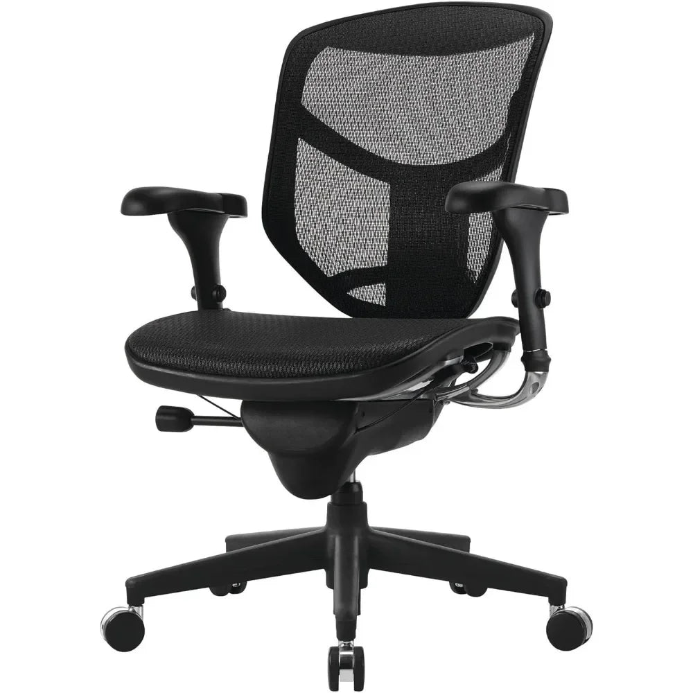 Quantum 9000 Series Ergonomic Mid-Back Office Chair with Mesh Seat and Back, Black