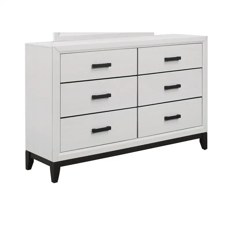 5PC Full Bedroom Set in Mirage White - Modern Bed, Nightstands, Dresser & Mirror