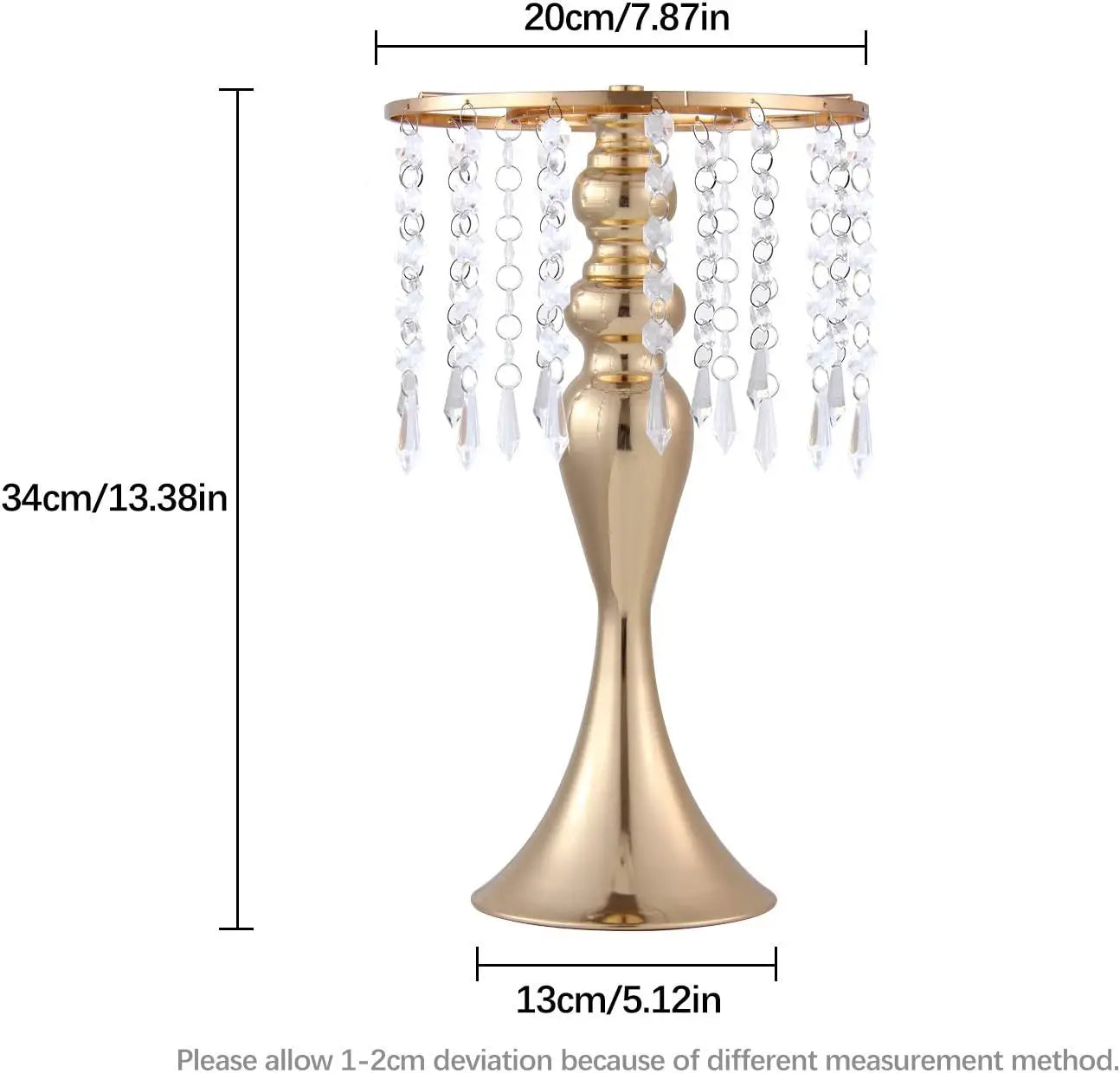 8 Pcs Gold Metal Flower Stands with Crystal Beads Wedding Centerpieces for Tables Party/ Centerpiece Vases /Celebration Home Decor