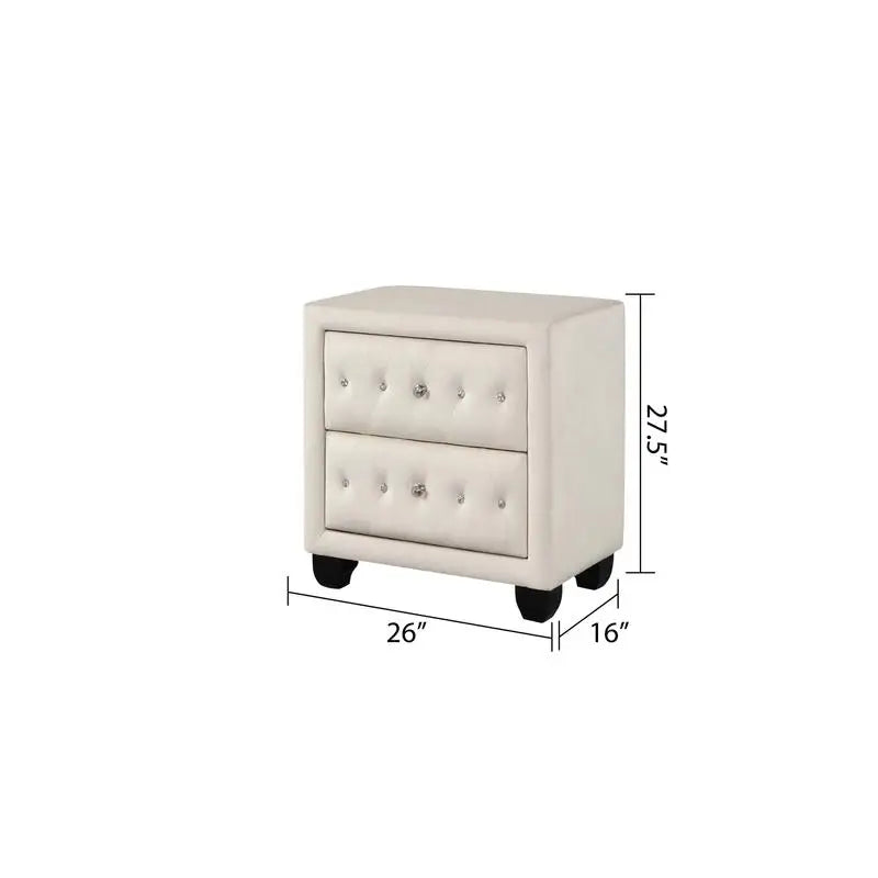 Modern Queen 5-Piece Vanity Bedroom Set with USB Ports, Cream Wood Finish