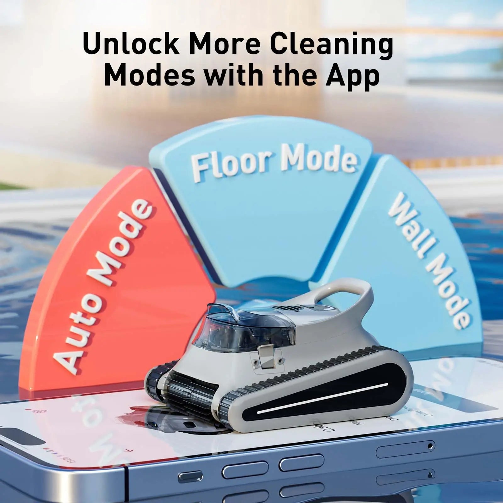 Crab Pro Cordless Robotic Cleaner, for Inground Pools up to 2000 Sq. ft, all and Waterline Cleaning Vacuum
