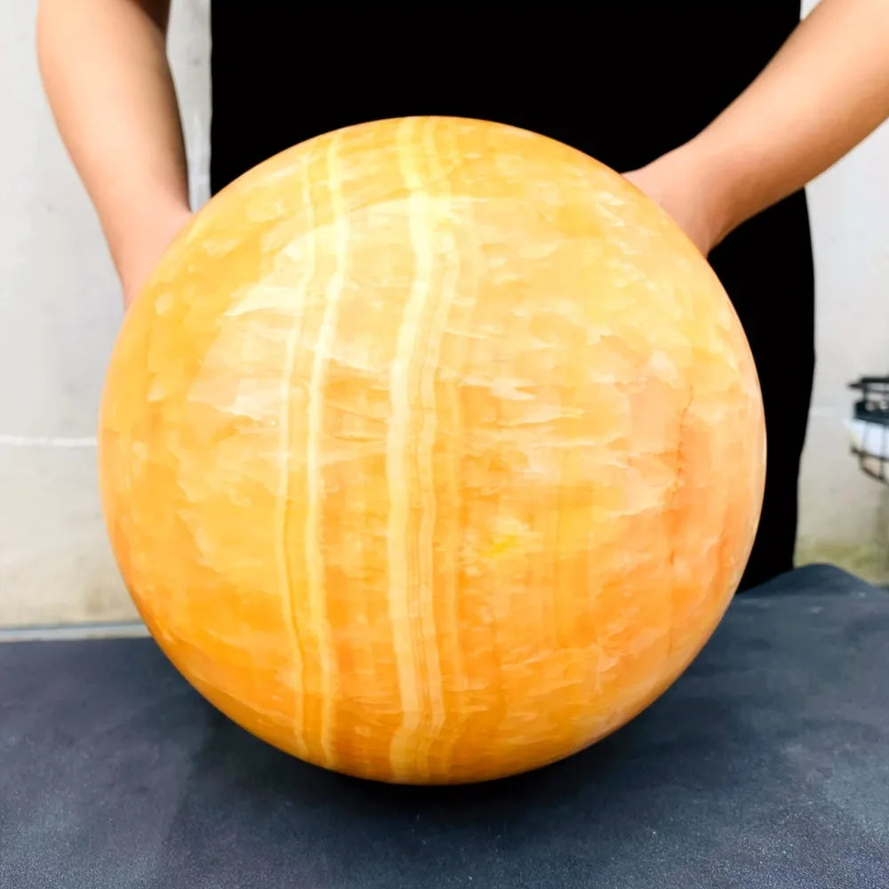 6.5-7cm  Yellow Calcite Sphere Honey Crystal  Home Decor Ball/  Healing Stone/ Stripes Orange Sphere