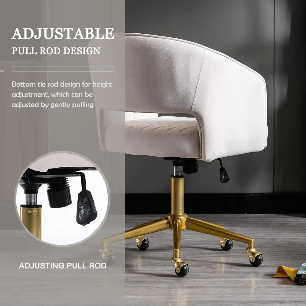 Luxurious Velvet Executive Chair with Modern Gold Accents, Ideal for Home Office, Living Spaces, and Vanity Areas