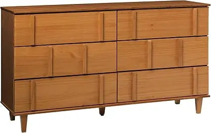 Contemporary 6-Drawer Solid Wood Dresser by Walker Edison, 60 Caramel