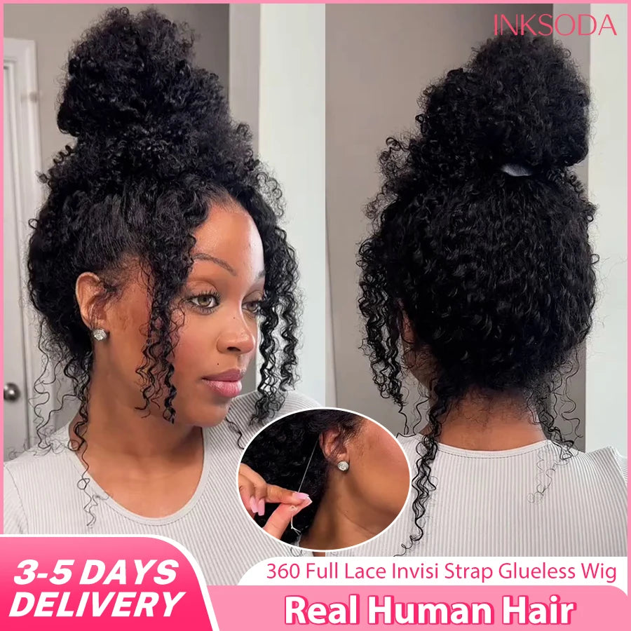 360 HD Full Lace Front Wigs Curly Wig Real Human Hair Pre Plucked Deep Wave Invisible Strap Glueless Wig Water Wave Lace Frontal