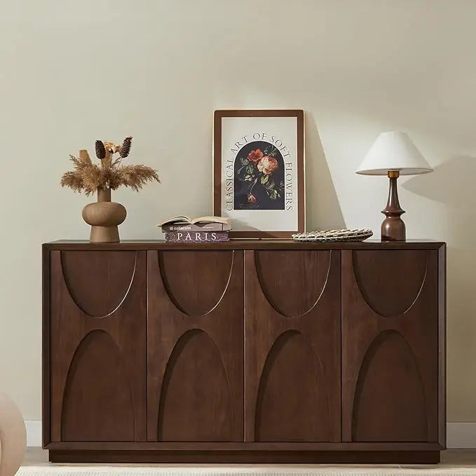 NEW 59" Sideboard Buffet Cabinet/ Retro Accent Storage Cabinet with Magnetic Door Latches/ Adjustable Shelf