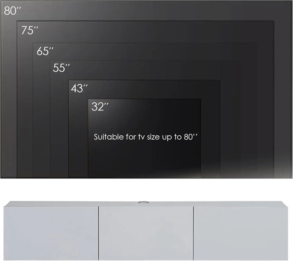 White Floating TV Stand, TV Stand up to 75 Inch TV, Floating TV Stand Wall Mounted, Floating Entertainment Center