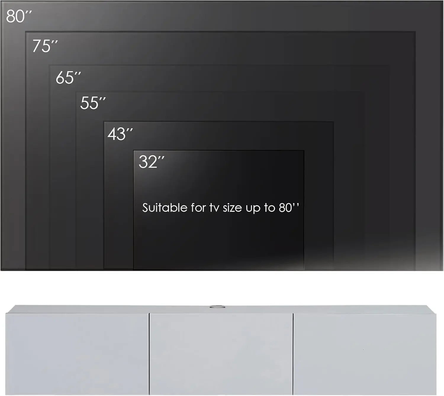 White Floating TV Stand, TV Stand up to 75 Inch TV, Floating TV Stand Wall Mounted, Floating Entertainment Center