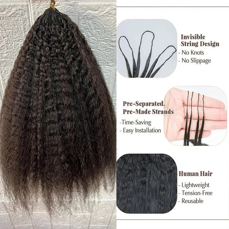 Kinky Straight Crochet Human Hair Extension Pre Separated Knotless Crochet Hair Bundles For Reusable Boho Braids For Women