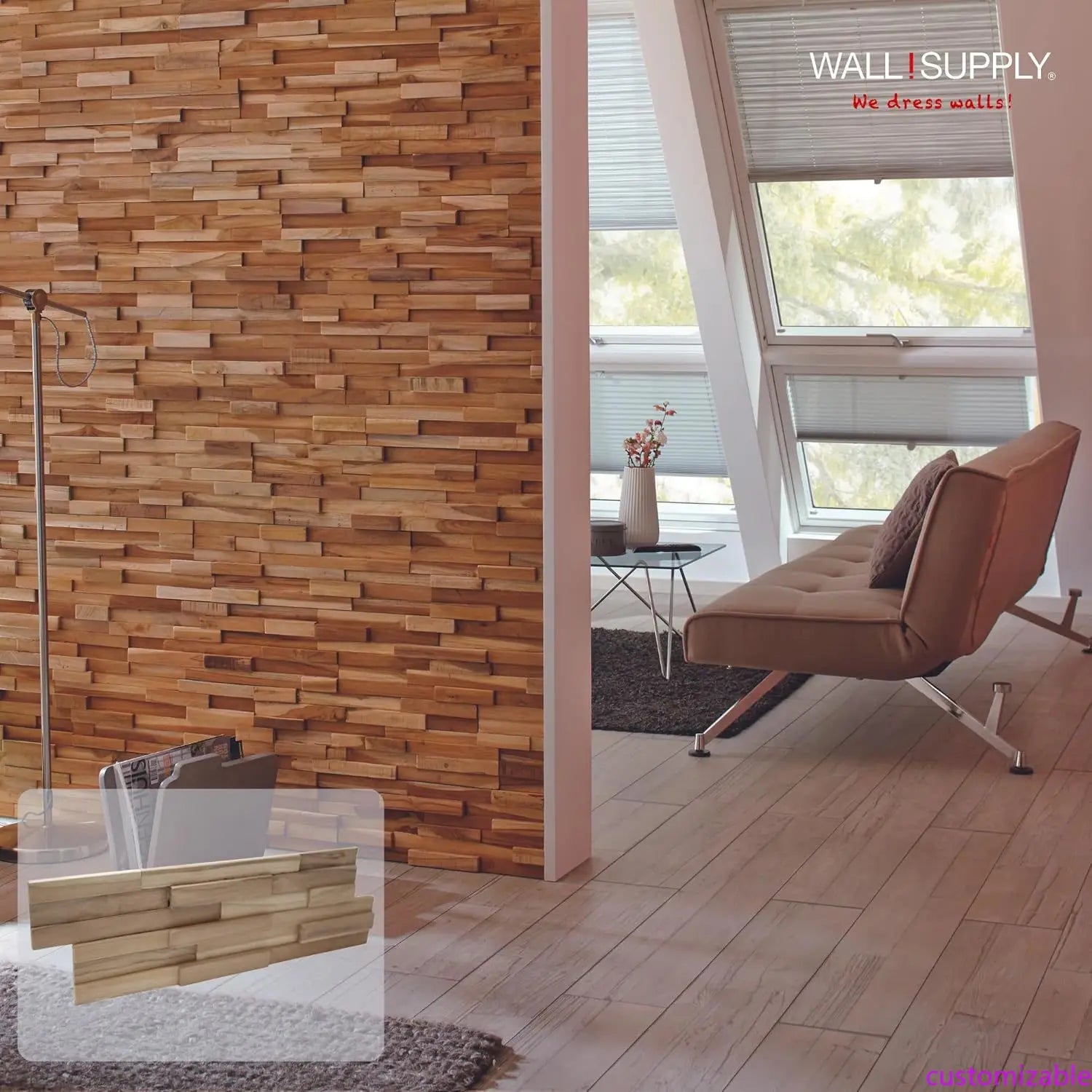 NEW UltraWood Firenze Reclaimed Teak Wood 3D Wall Panels - Home Decor Wallpaper Alterantive for Living Room, Bedroom