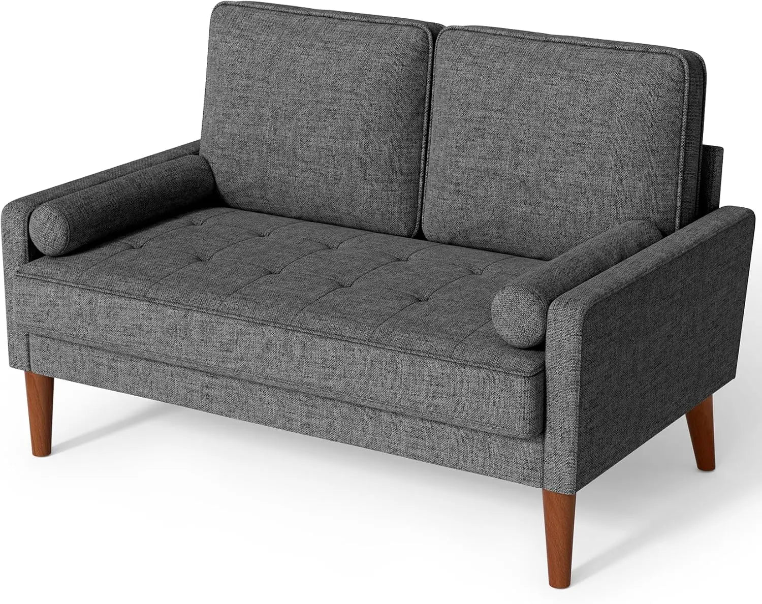 48" Sofa Loveseat, Mid Century Couch for Small Spaces, Bedroom and Living Room, Removable Cover Spring Cushions, Solid Wood Fram