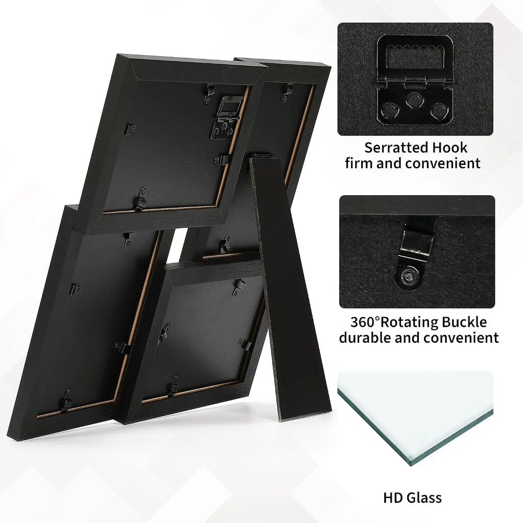 4PCS/Set  4x6 Inch Collage Picture Frame Wall Decor Set/Home /Living Room Wall Hanging Photo Frames/ Multi-Photo Display with Glass Front/ Wedding Party Home Decoration