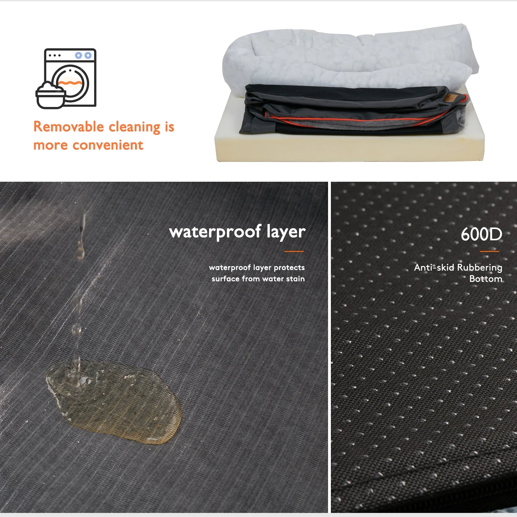 Large Dog Bed Soft/ Comfortable Anti Allergy Warm Fleece Removable Washable Cover Pet Bed/ Waterproof