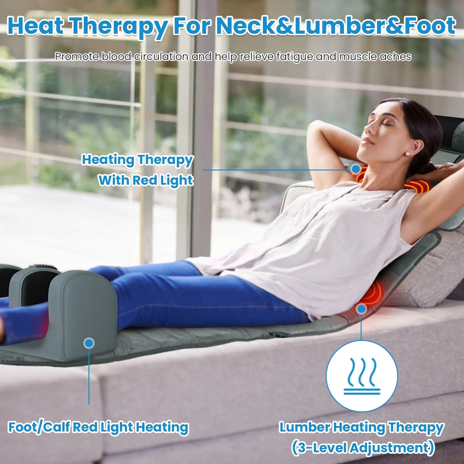 Electric Massage Mattress/ Vibrating Heating Infrared Massager Cushion For Neck, Back, Foot, and Full Body Pain Stress Relief