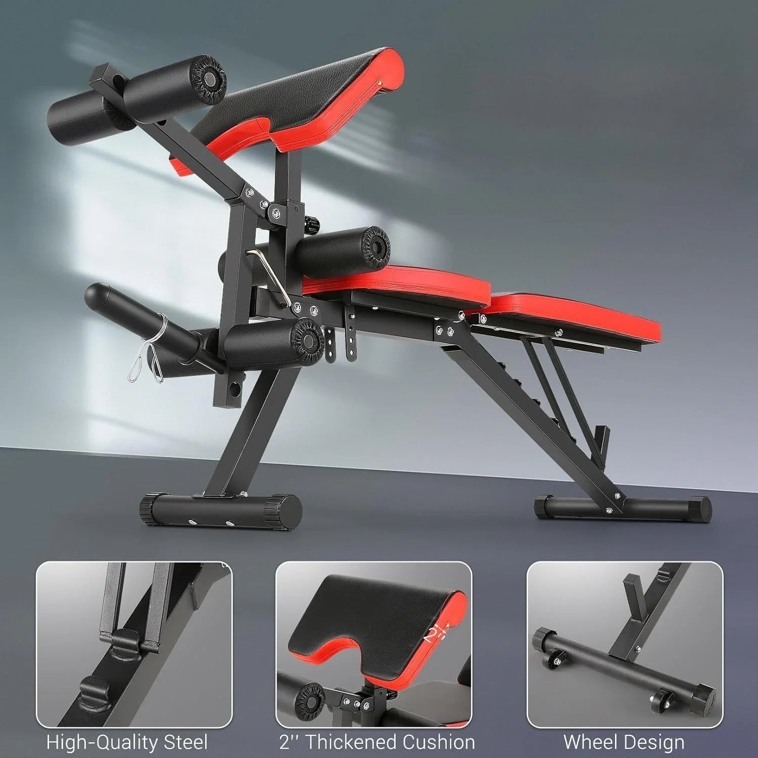 800LBS Adjustable Weight Bench, Workout Bench for Home Gym, Weight Bench with Leg Extension and Leg Curl, Preacher Curl Bench