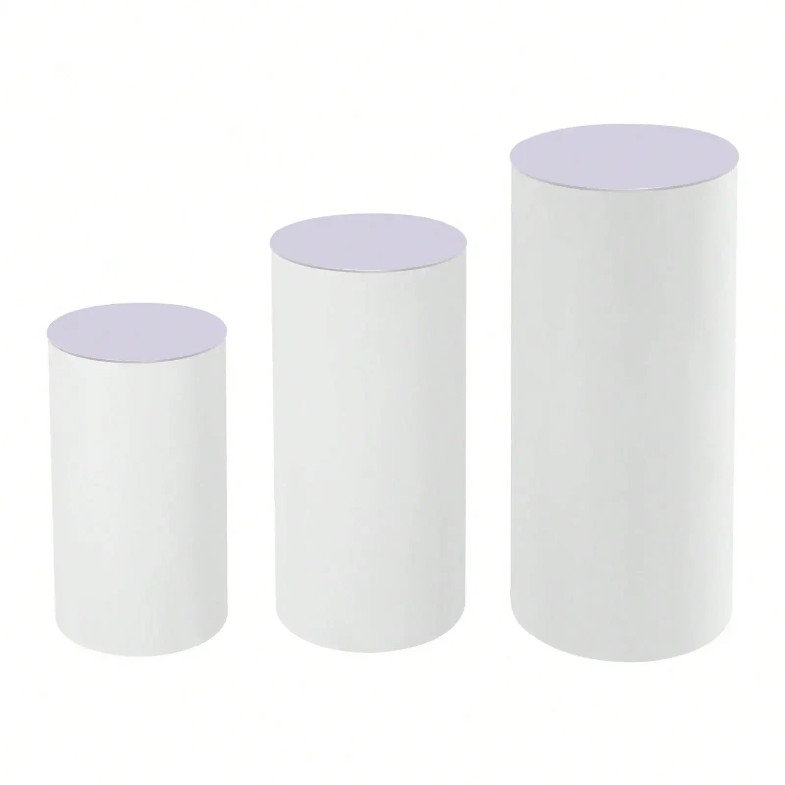3Pcs White Cylinder Pedestal Stands Round Cylinder Pedestal Display Pillars For Wedding Party Decor