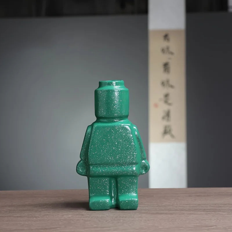 Nordic Style Ceramic Robot Vase/ Indoor Flower Pot/ Modern Home Interior Decoration/ White /Goods/ Decoration Office/ Desk Decoration