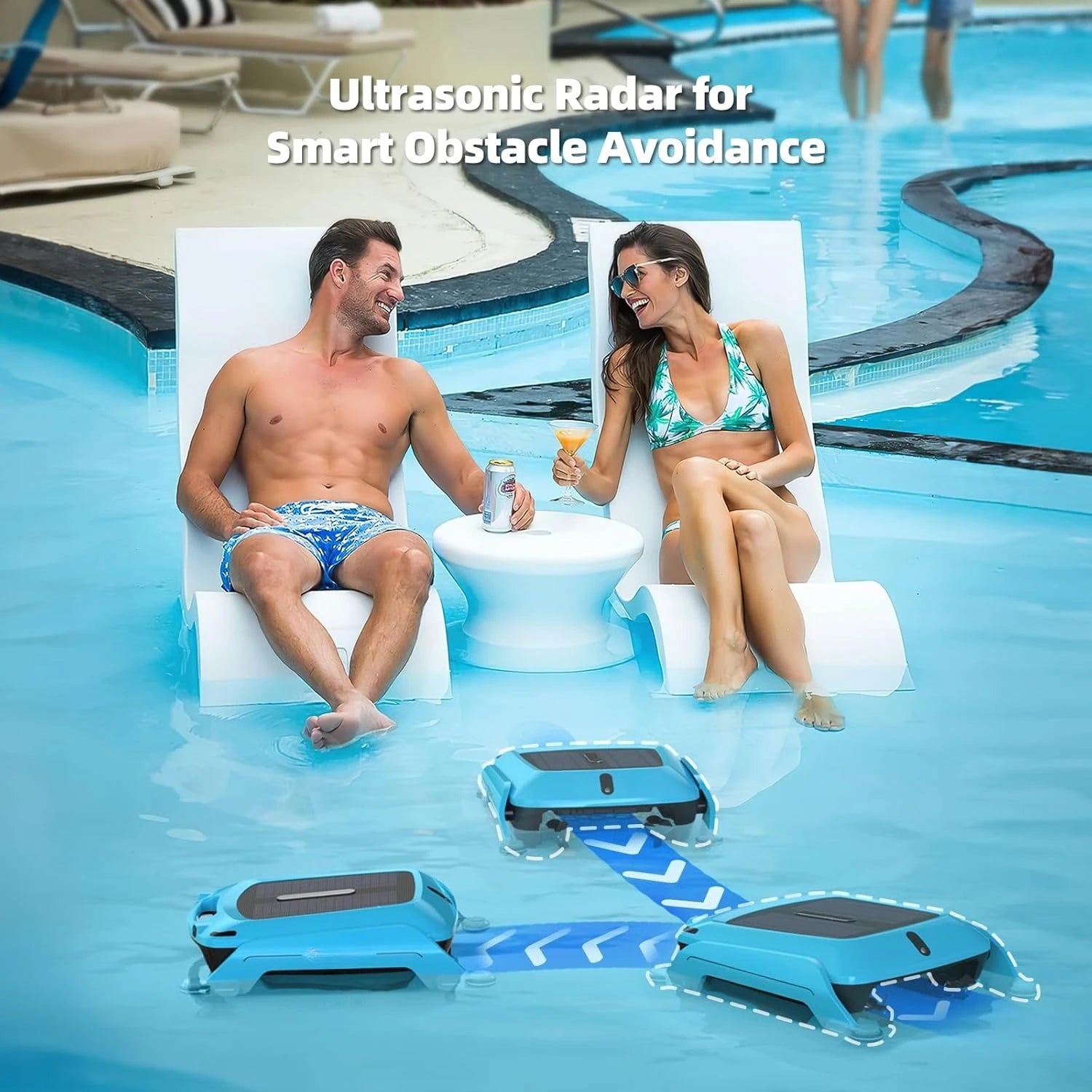 Solar Powered Pool Skimmer Robot: Automatic Pool Surface Skimmer Cleaner, Robotic Pool Skimmer/ Dual Charging Modes, Custom