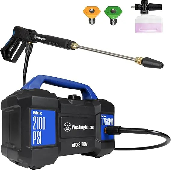 ePX3100v High-Pressure Electric Washer, 2100 PSI, 1.76 GPM, Portable with Foam Cannon and Pro-St