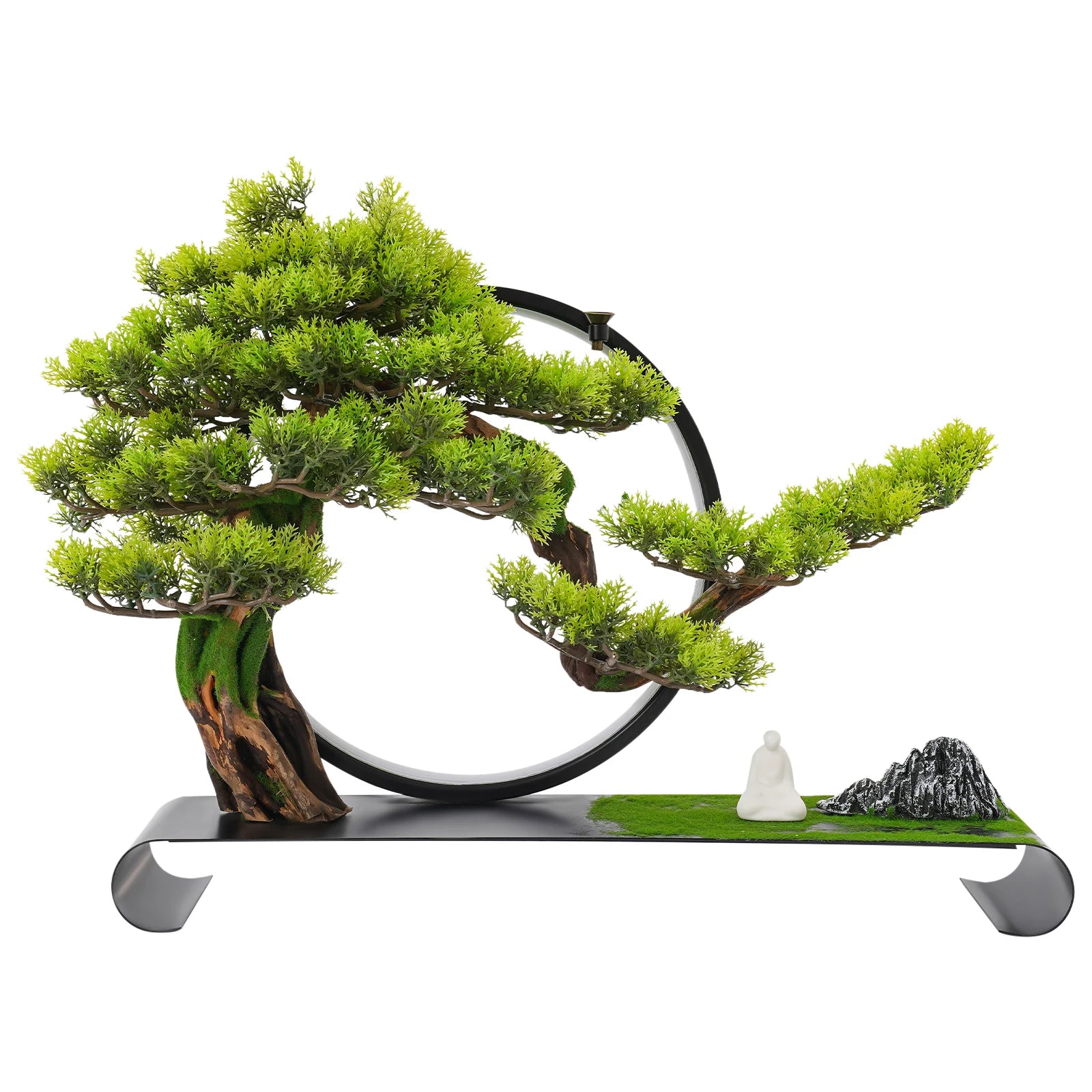 LED Dimmable Artificial Bonsai Tree/ Zen Tabletop Decor/ USB Warm Light Simulation /Pine Tree Desktop Ornament for Home/ Office/ Meditation Room