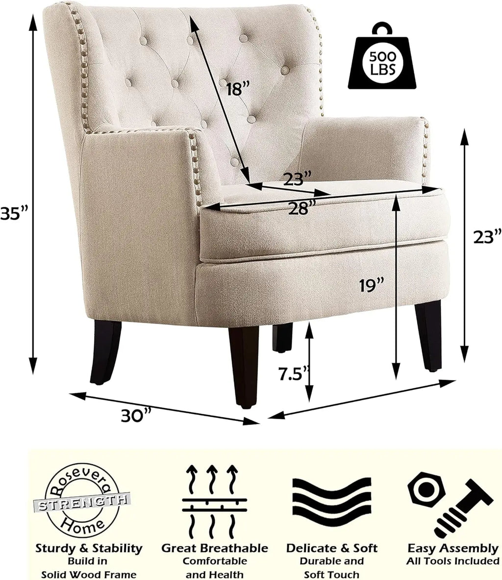 Mid-Century Modern Upholstered Accent Chair and Ottoman Set