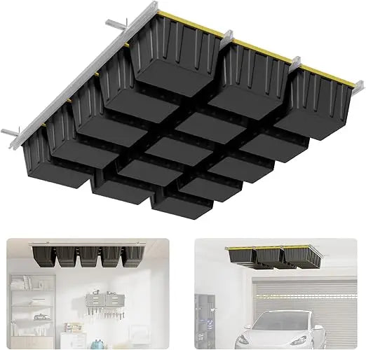 Extra Large Overhead Garage Storage Rack - Holds Up to 15 Tote Bins, 0.1-inch Thickened Heavy Alloy Steel, Ideal for Garage Tote