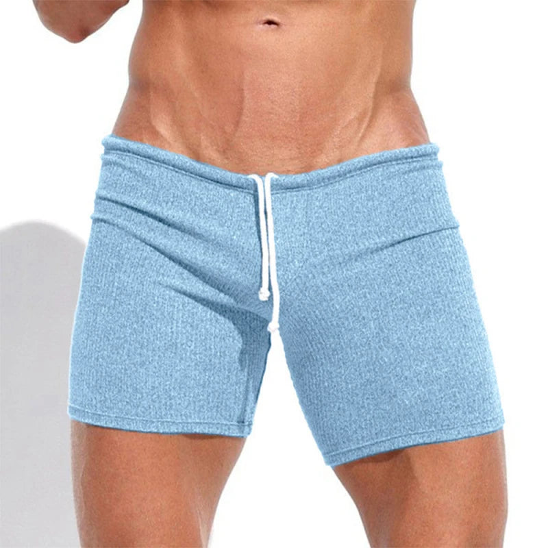 Men's Summer Solid Shorts/ Breathable High Elasticity Drawstring Pants/ Loose and Versatile Basic Style Fitness Running Shorts/ Beach Surfing Vacation Casual Swimsuit