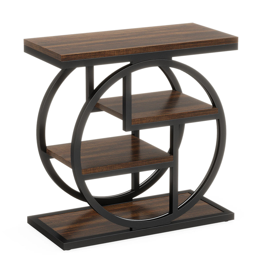 End Table for Living Room and Bedroom, 4-Tier Narrow Side Table with Storage Shelves