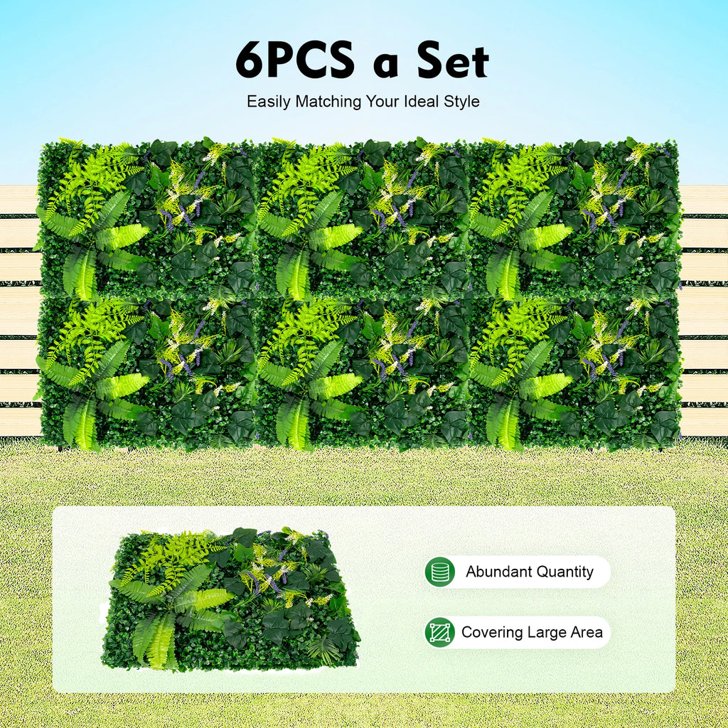 6PCS 60x40cm Artificial Grass Backdrop Wall, Greenery Walls，Greenery Backdrop for Indoor/Outdoor, Wedding, Garden, Home