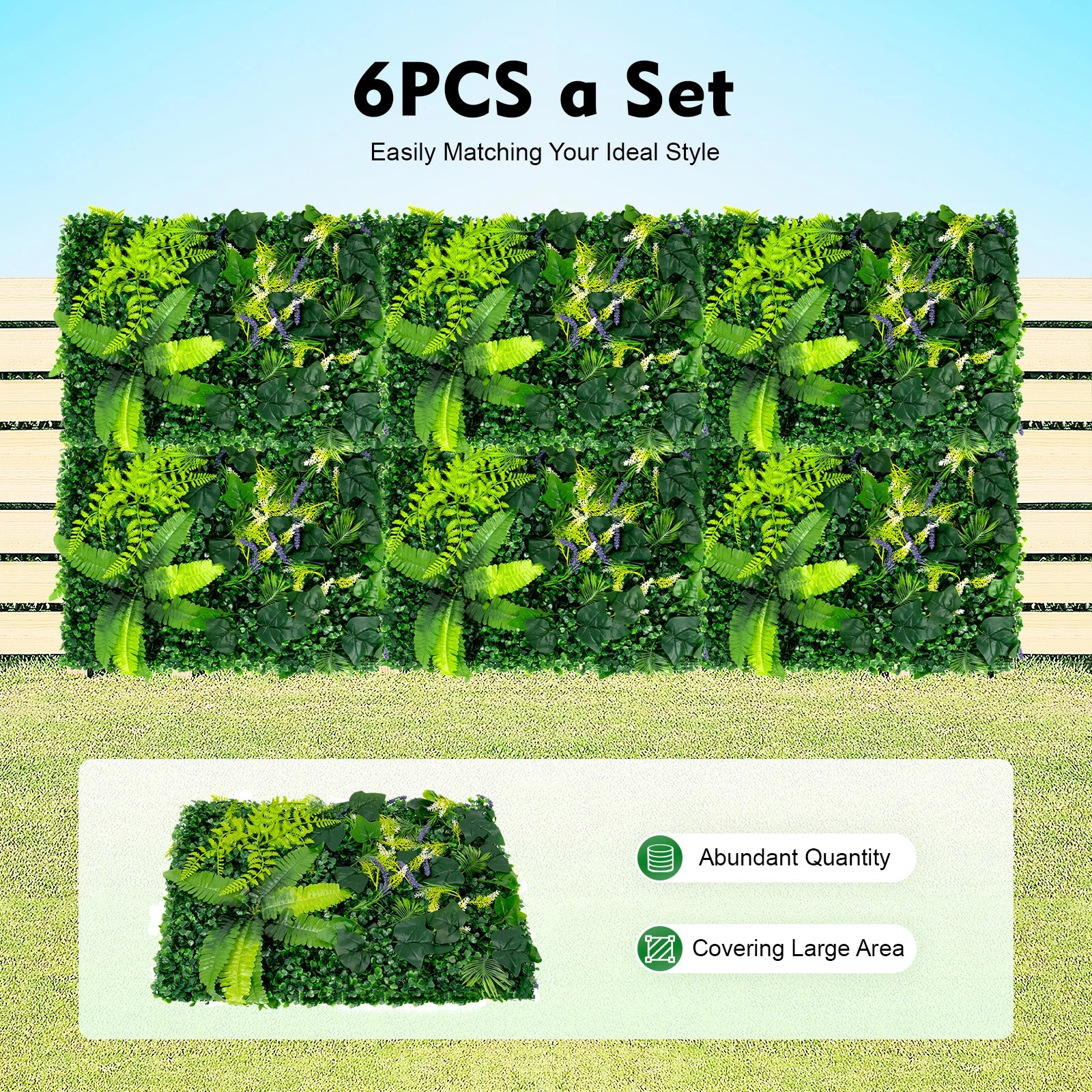 6PCS 60x40cm Artificial Grass Backdrop Wall, Greenery Walls，Greenery Backdrop for Indoor/Outdoor, Wedding, Garden, Home