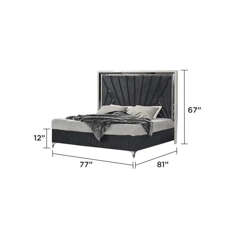Modern & Contemporary 4-Piece King  Bedroom Set with Wood and Gold Accents in River Sand Grey