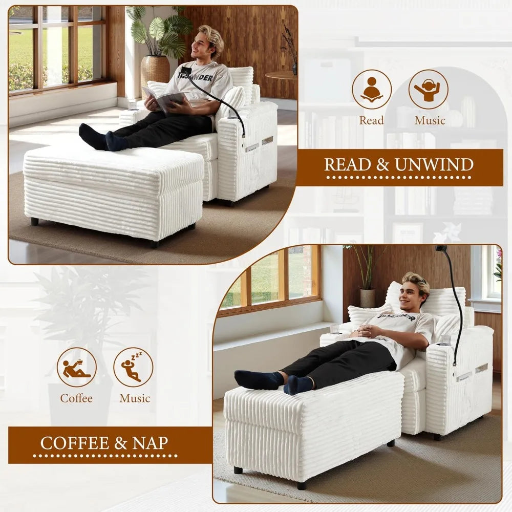 Accent Chair with Storage Ottoman