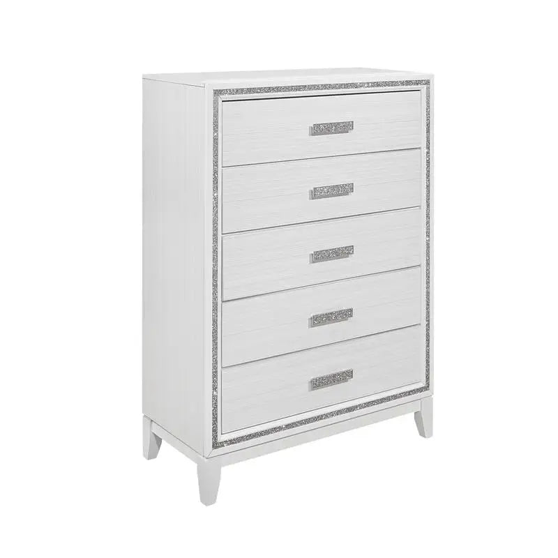 White 5-Piece Queen Bedroom Set with Bed, Dresser, Nightstands, and Mirror